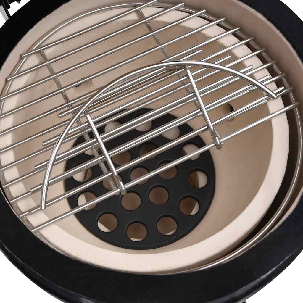 Zahradní gril a udírna 2 v 1 Kamado keramický 56 cm černý