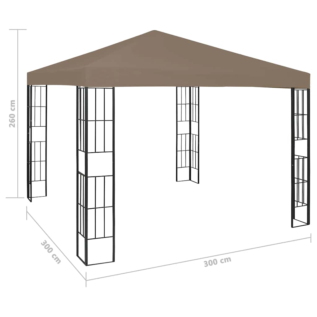Altán se světelnými LED řetězy 3 x 3 m taupe