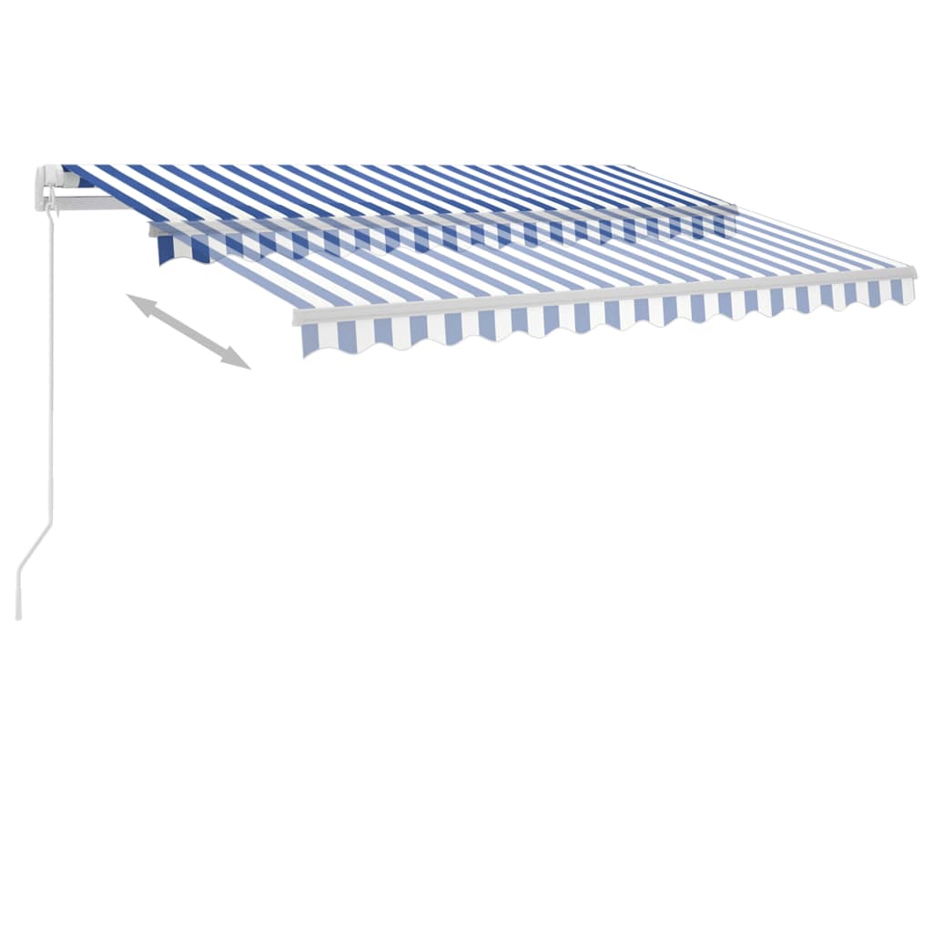 Ručně zatahovací markýza s LED světlem 300 x 250 cm modrobílá