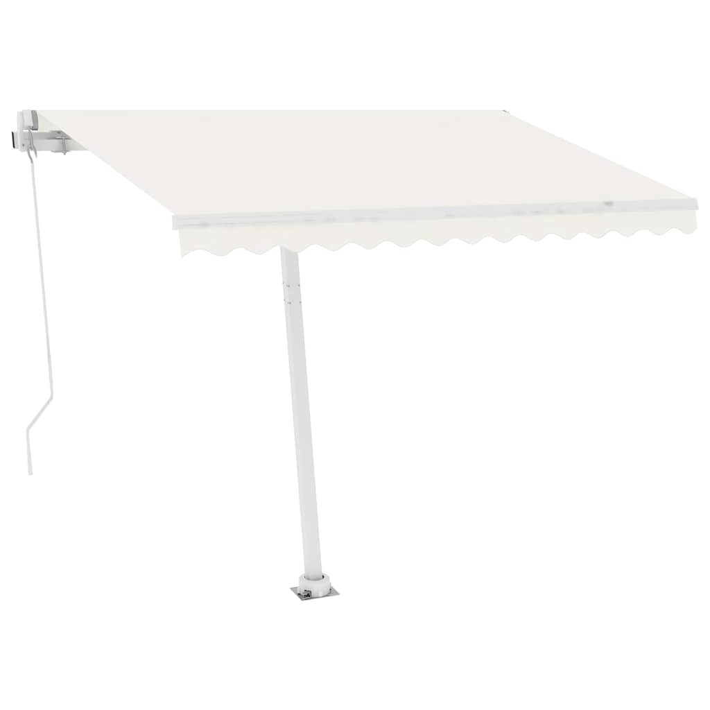 Ručně zatahovací markýza s LED světlem 300 x 250 cm krémová