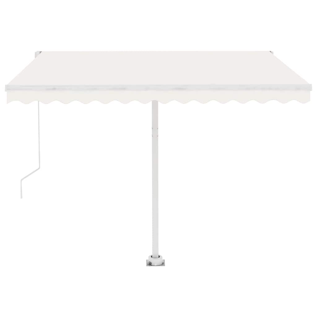 Ručně zatahovací markýza s LED světlem 300 x 250 cm krémová