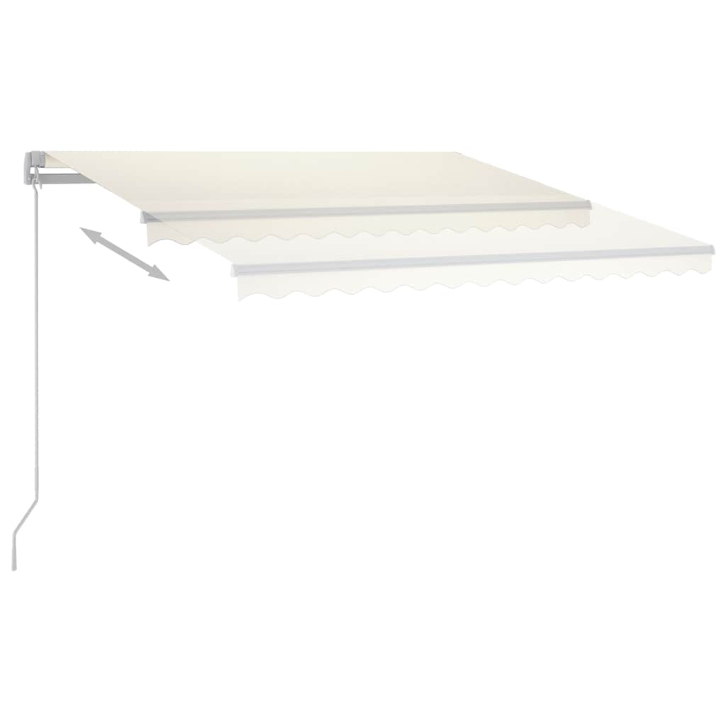 Ručně zatahovací markýza s LED světlem 300 x 250 cm krémová