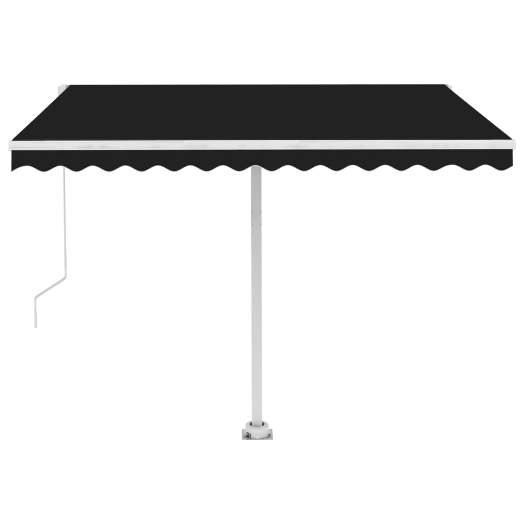 Ručně zatahovací markýza s LED světlem 300 x 250 cm antracitová