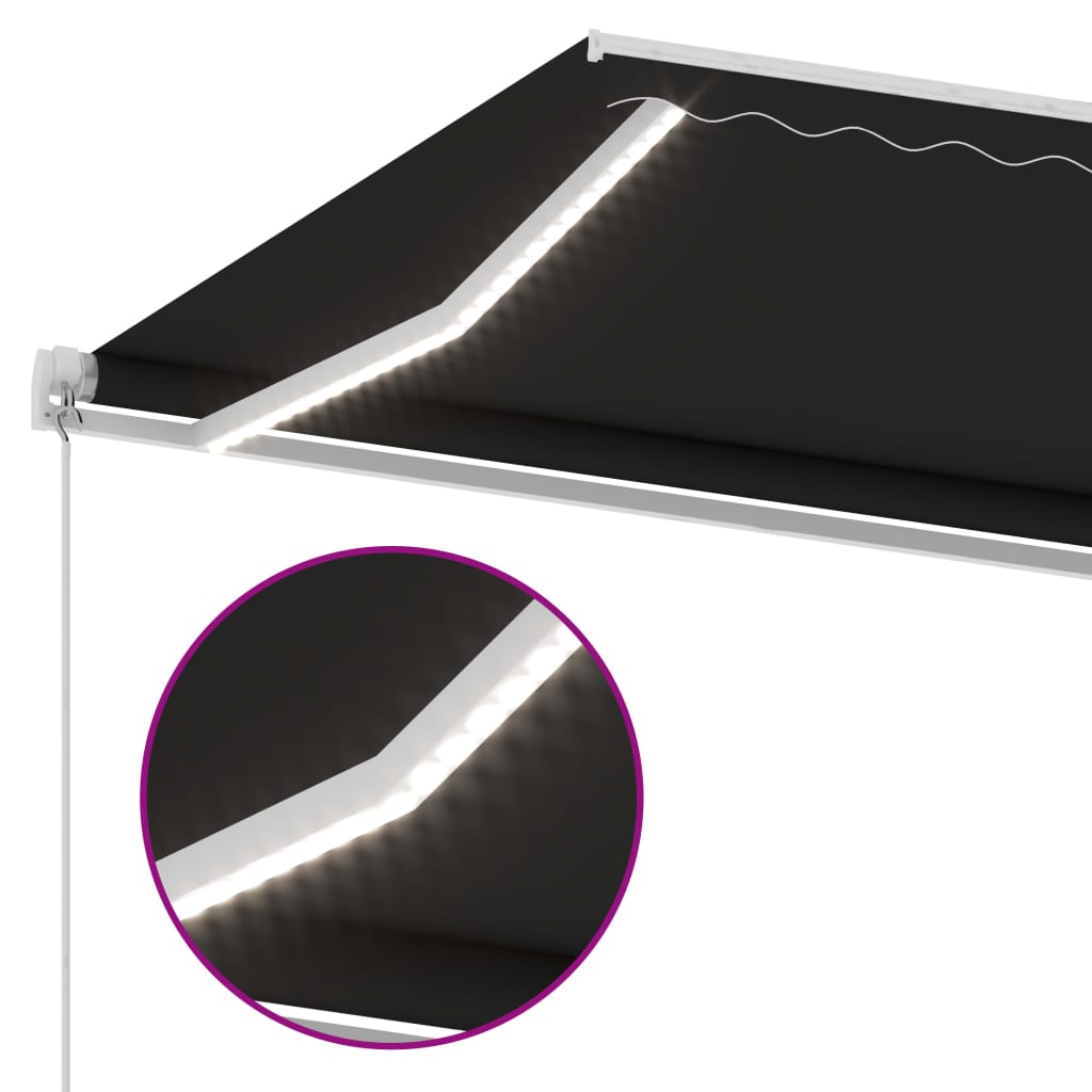Ručně zatahovací markýza s LED světlem 300 x 250 cm antracitová
