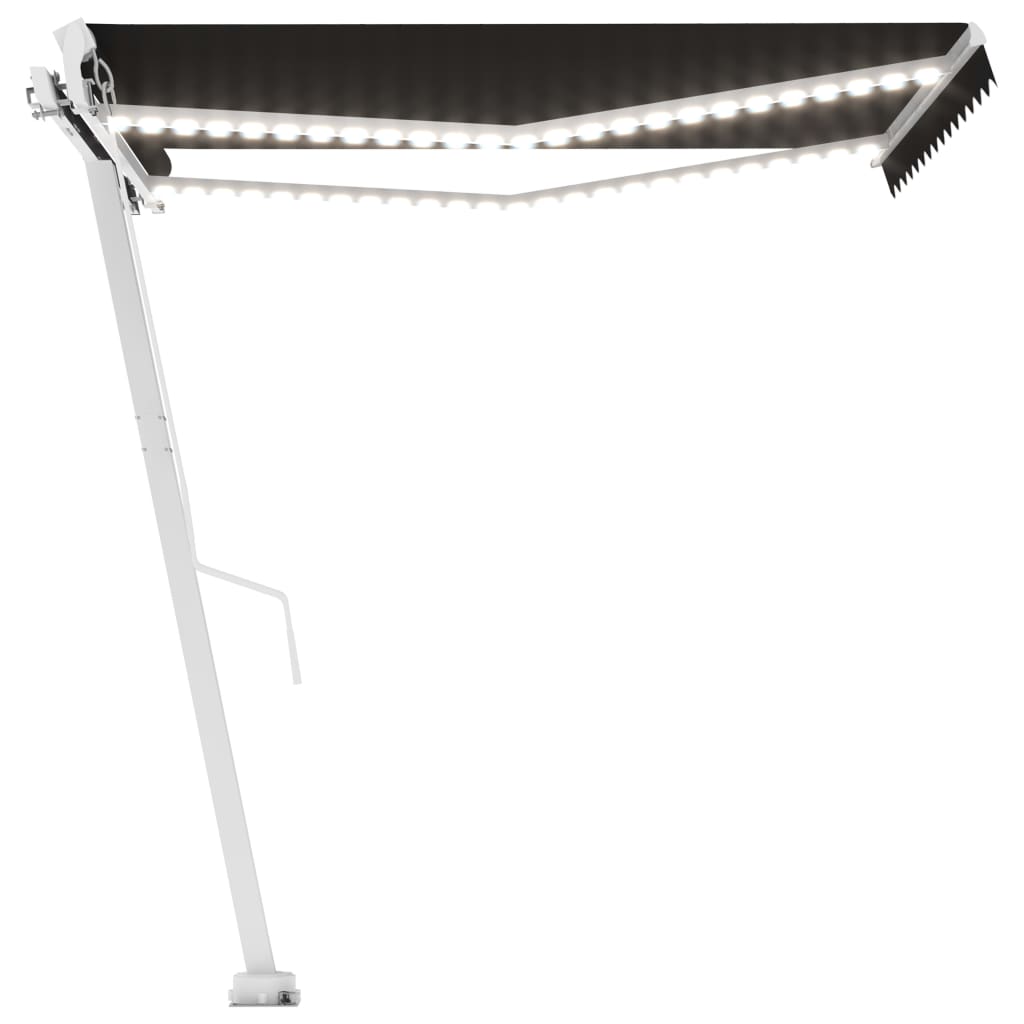 Ručně zatahovací markýza s LED světlem 300 x 250 cm antracitová