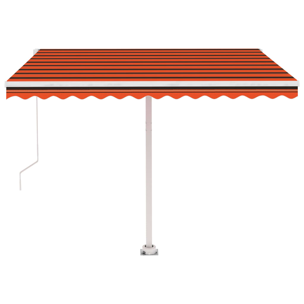 Ručně zatahovací markýza s LED světlem 300x250 cm oranžovohnědá