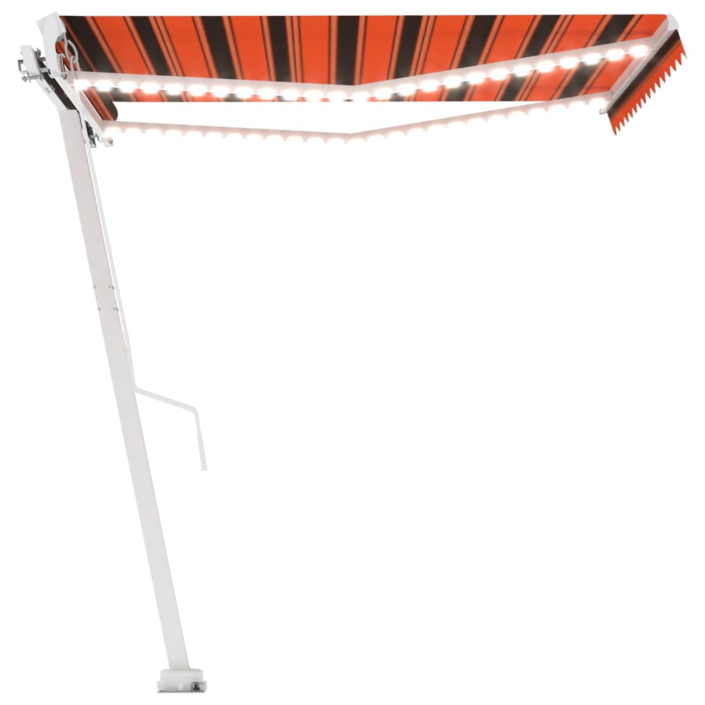 Ručně zatahovací markýza s LED světlem 300x250 cm oranžovohnědá