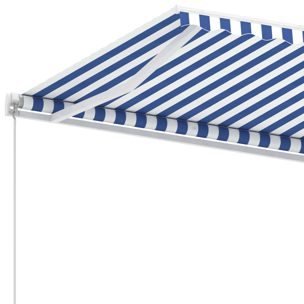 Volně stojící ručně zatahovací markýza 350 x 250 cm modrá/bílá