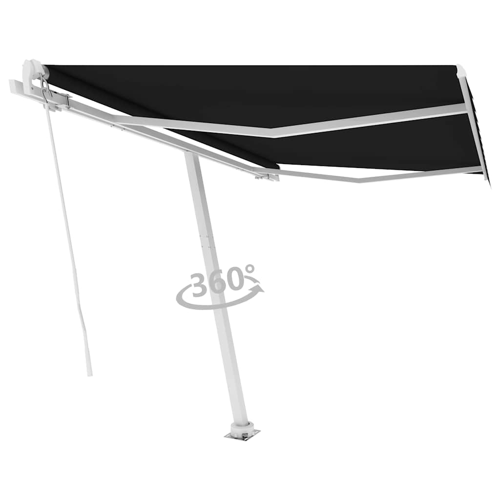 Volně stojící ručně zatahovací markýza 350 x 250 cm antracitová