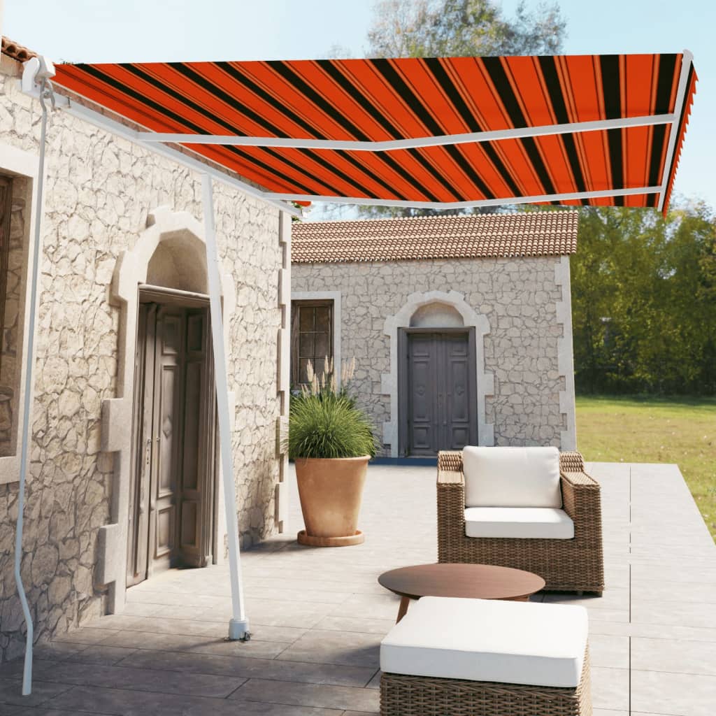 Volně stojící ručně zatahovací markýza 350x250 cm oranžovohnědá