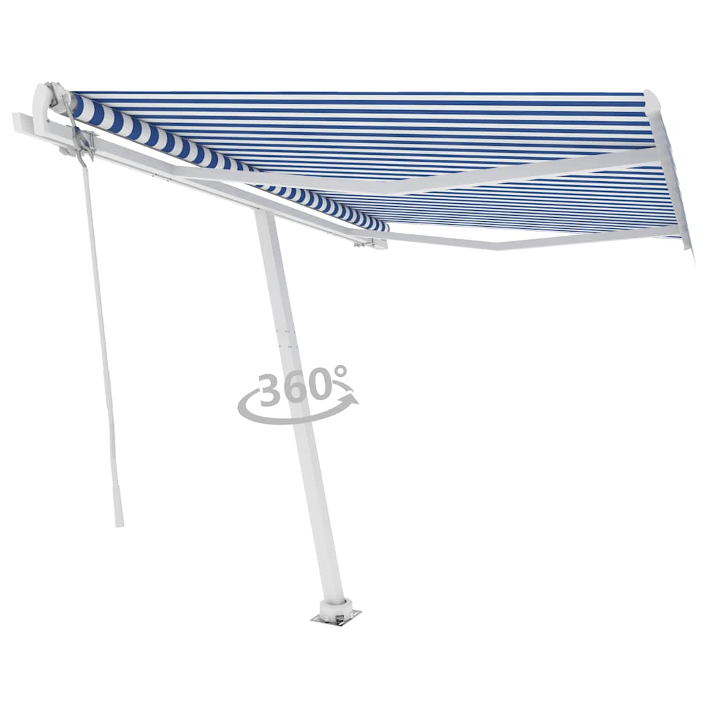 Volně stojící automatická markýza 350 x 250 cm modrá/bílá