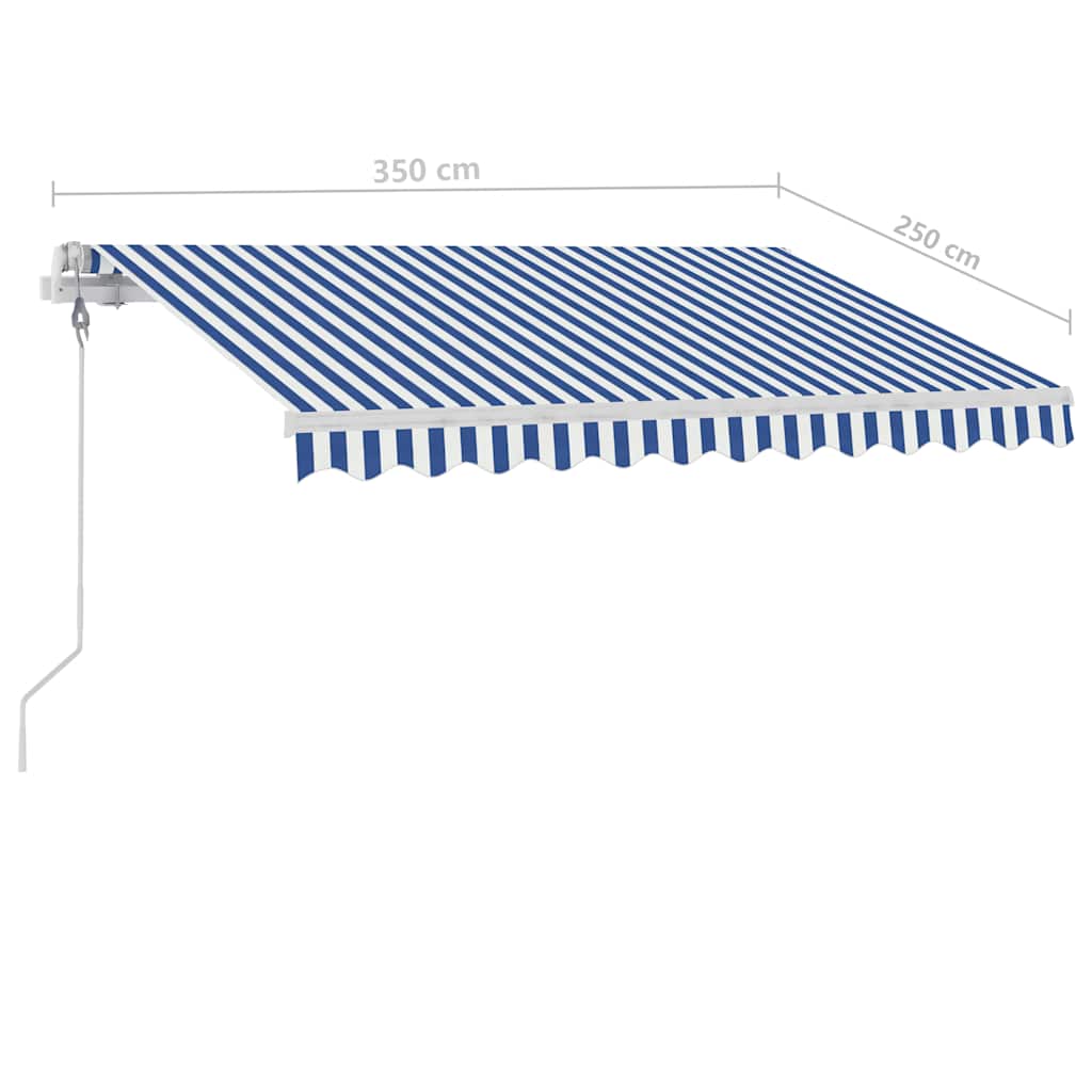 Volně stojící automatická markýza 350 x 250 cm modrá/bílá