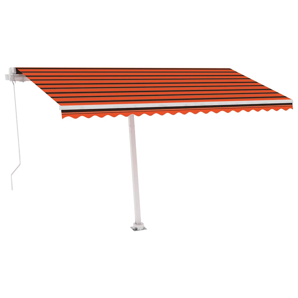 Volně stojící ručně zatahovací markýza 400x300 cm oranžovohnědá