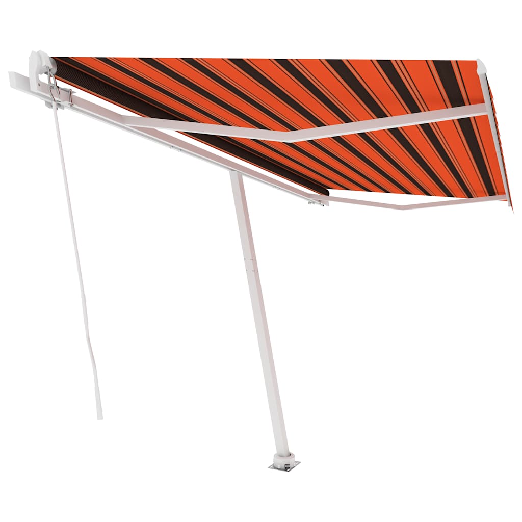 Volně stojící ručně zatahovací markýza 400x300 cm oranžovohnědá