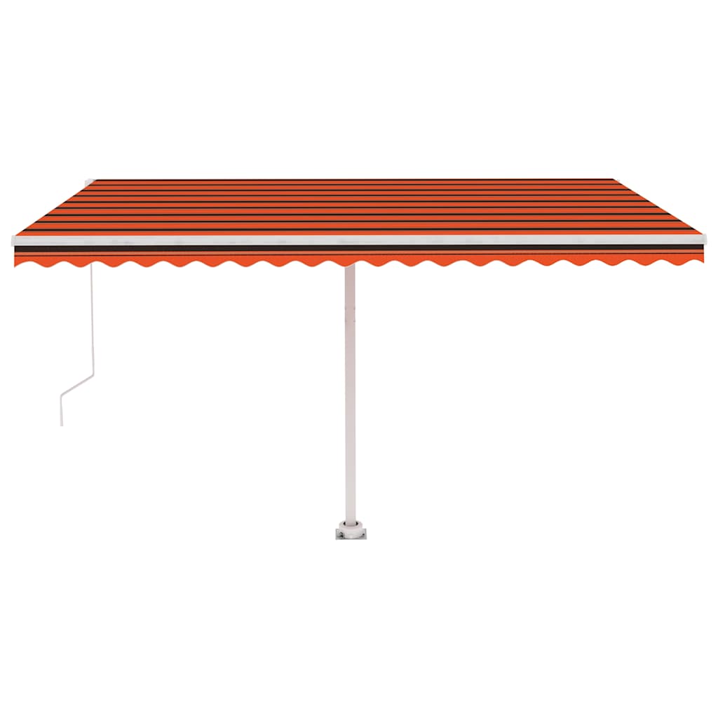 Volně stojící ručně zatahovací markýza 400x300 cm oranžovohnědá