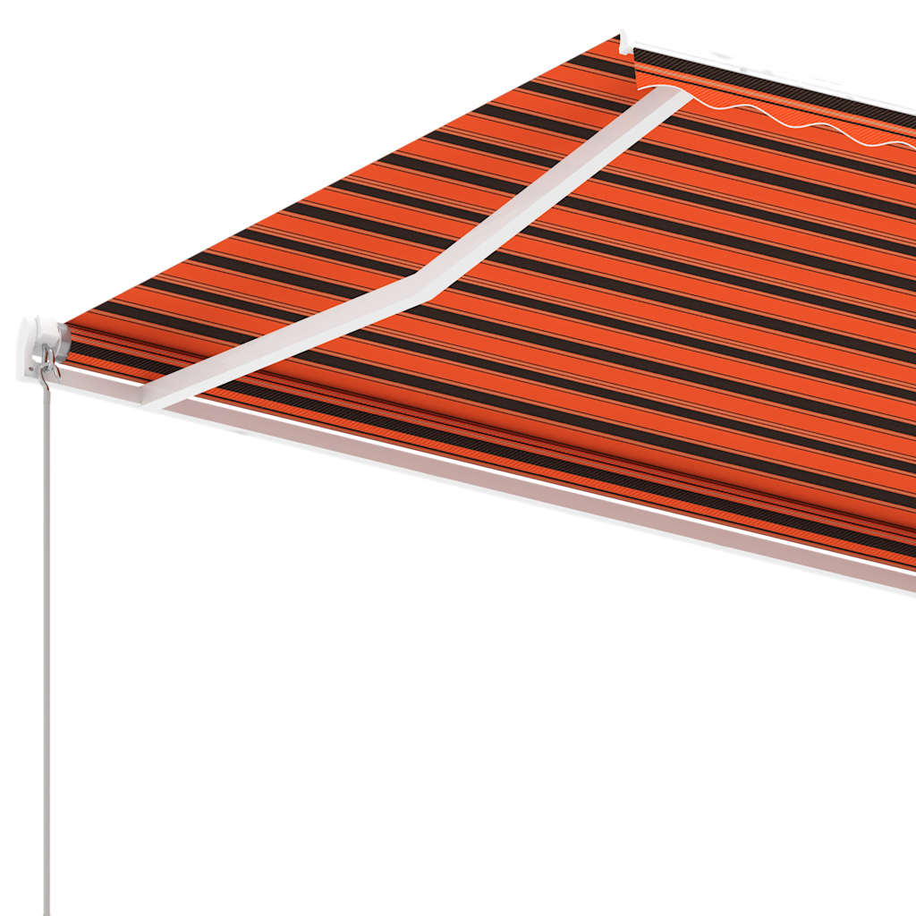 Volně stojící ručně zatahovací markýza 400x300 cm oranžovohnědá
