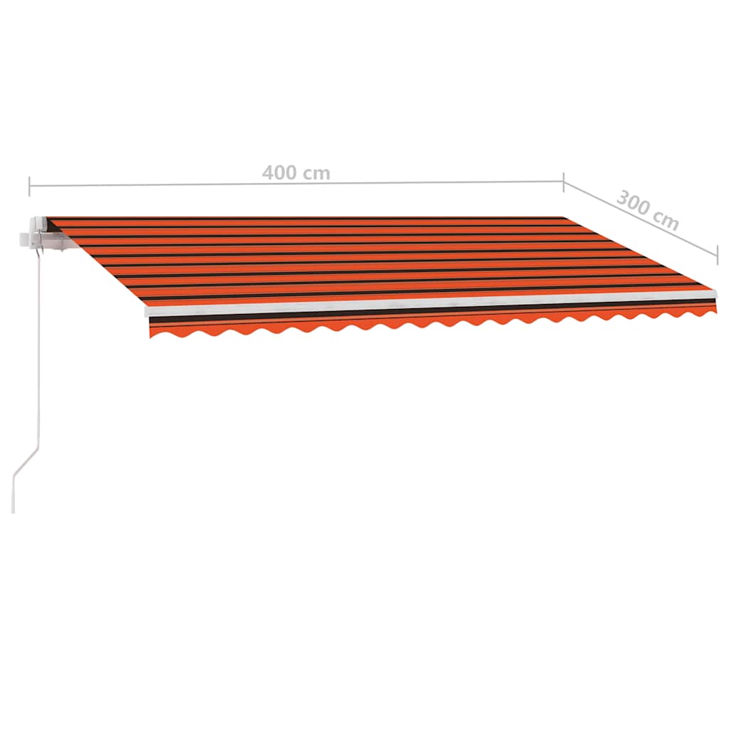Volně stojící ručně zatahovací markýza 400x300 cm oranžovohnědá