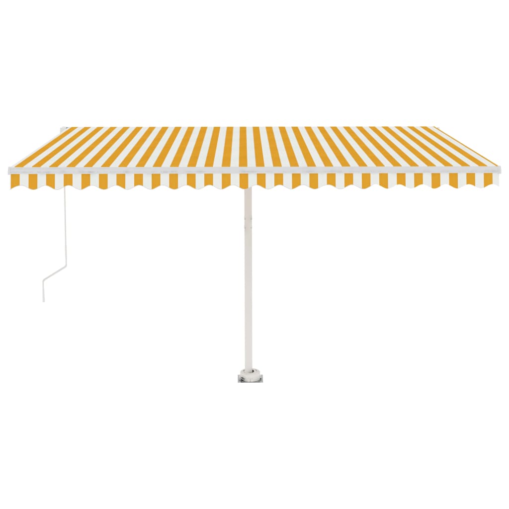 Ručně zatahovací markýza s LED světlem 450 x 300 cm žlutobílá