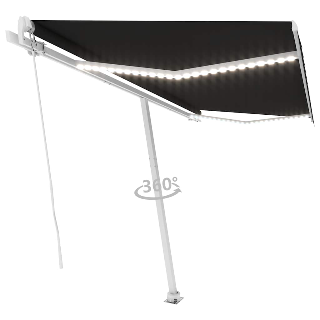Ručně zatahovací markýza s LED světlem 450 x 300 cm antracitová