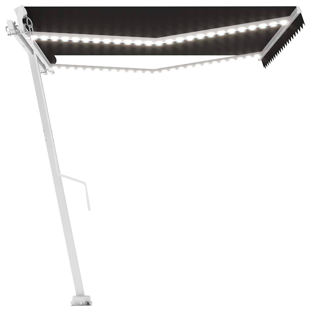 Ručně zatahovací markýza s LED světlem 450 x 300 cm antracitová