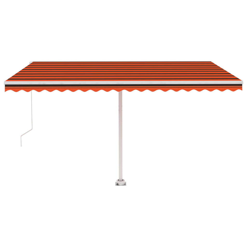 Ručně zatahovací markýza s LED světlem 450x300 cm oranžovohnědá