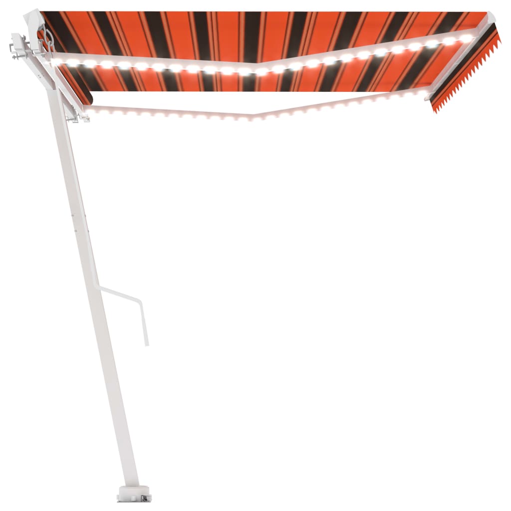 Ručně zatahovací markýza s LED světlem 450x300 cm oranžovohnědá