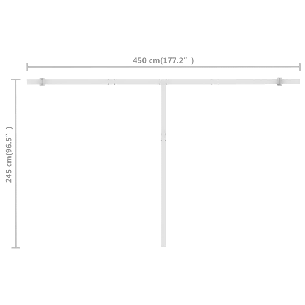 Volně stojící ručně zatahovací markýza 500 x 300 cm modrá/bílá