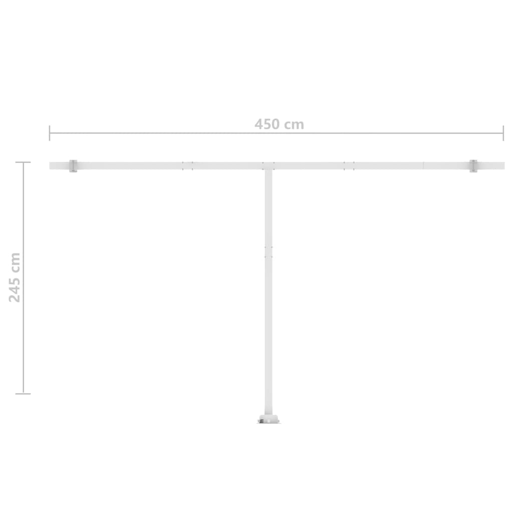 Volně stojící ručně zatahovací markýza 500 x 300 cm žlutá/bílá
