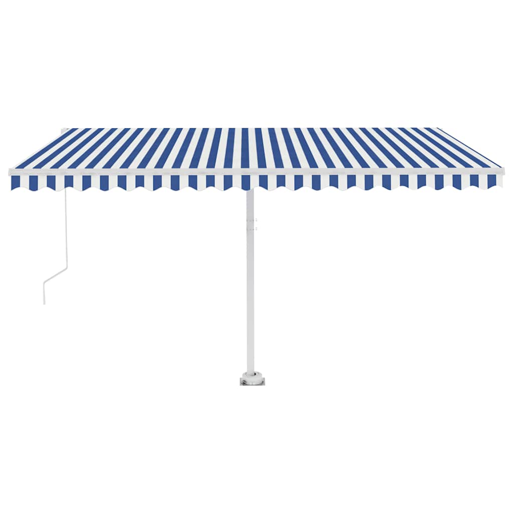 Ručně zatahovací markýza s LED světlem 400 x 350 cm modrobílá