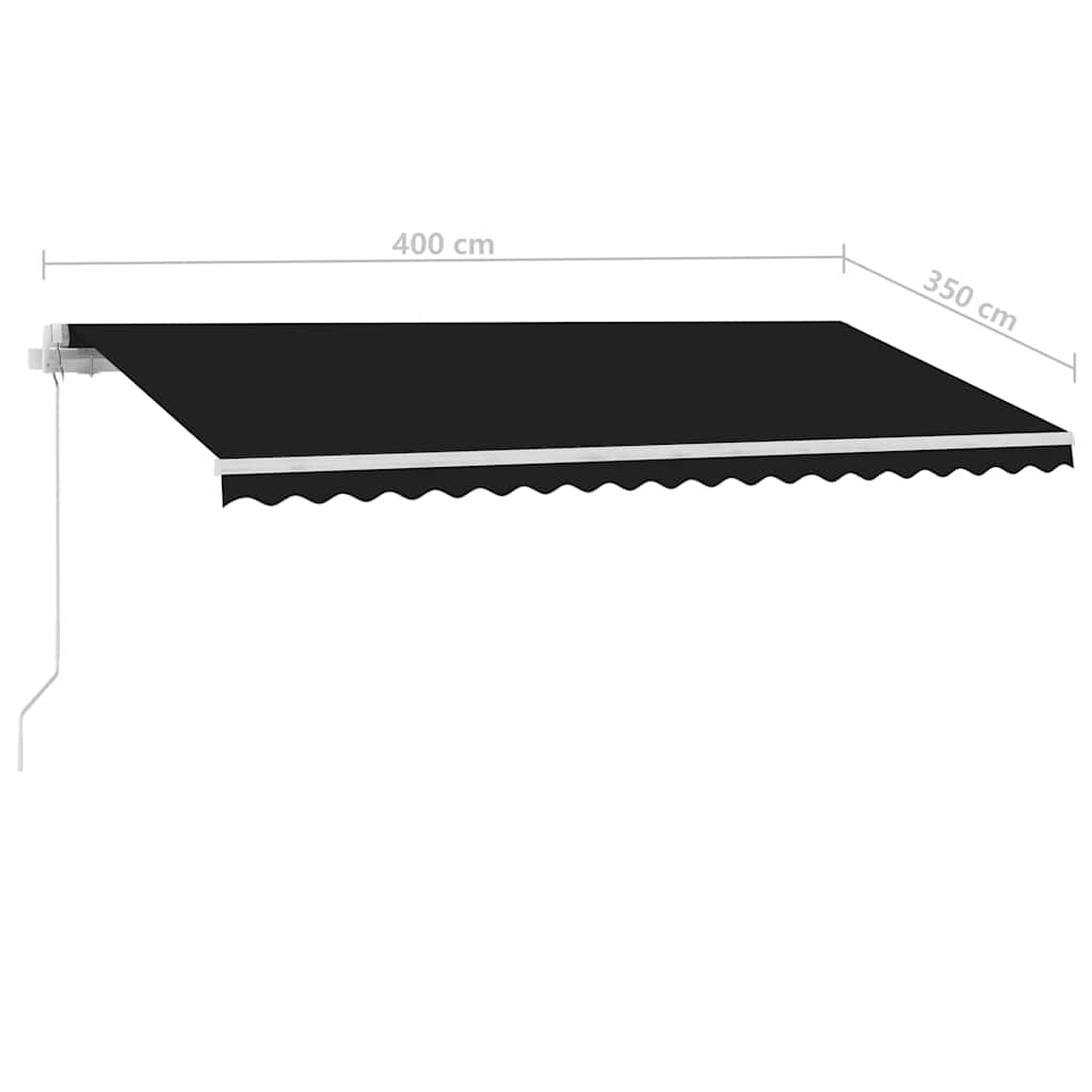 Ručně zatahovací markýza s LED světlem 400 x 350 cm antracitová