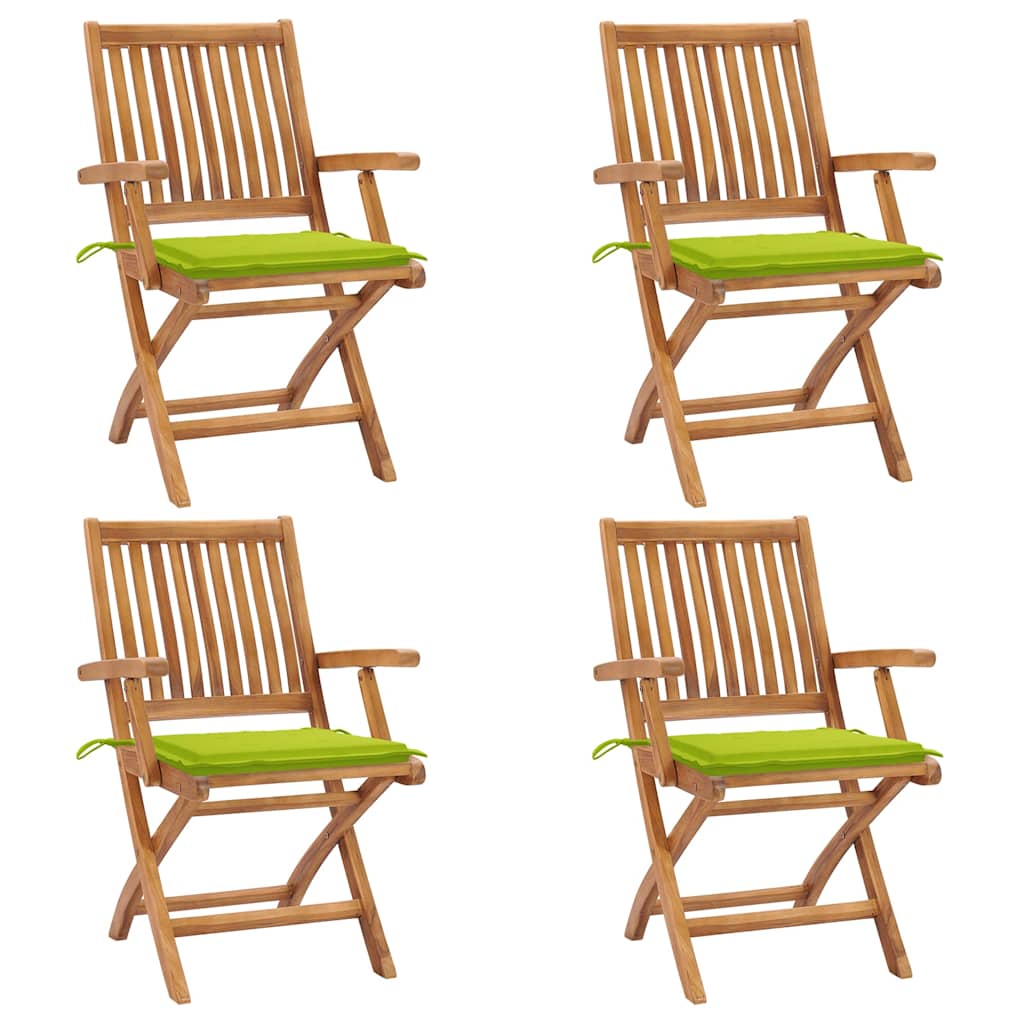 Skládací zahradní židle s poduškami 4 ks masivní teak
