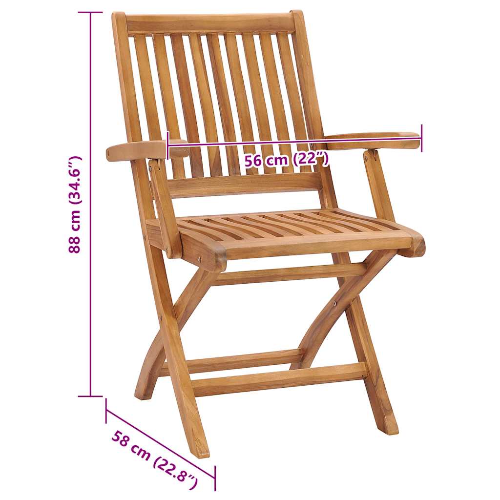 Skládací zahradní židle s poduškami 4 ks masivní teak