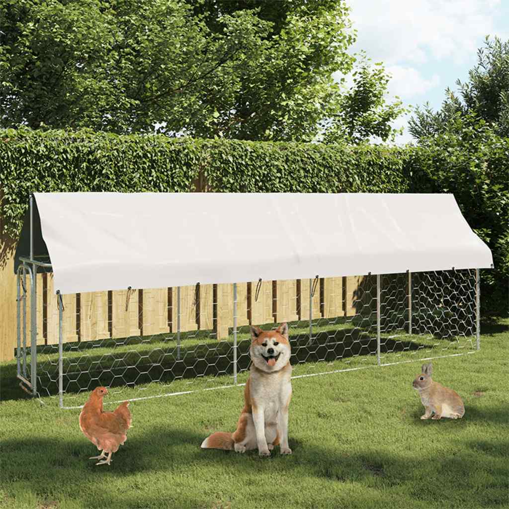 Venkovní psí kotec se střechou 400 x 100 x 150 cm
