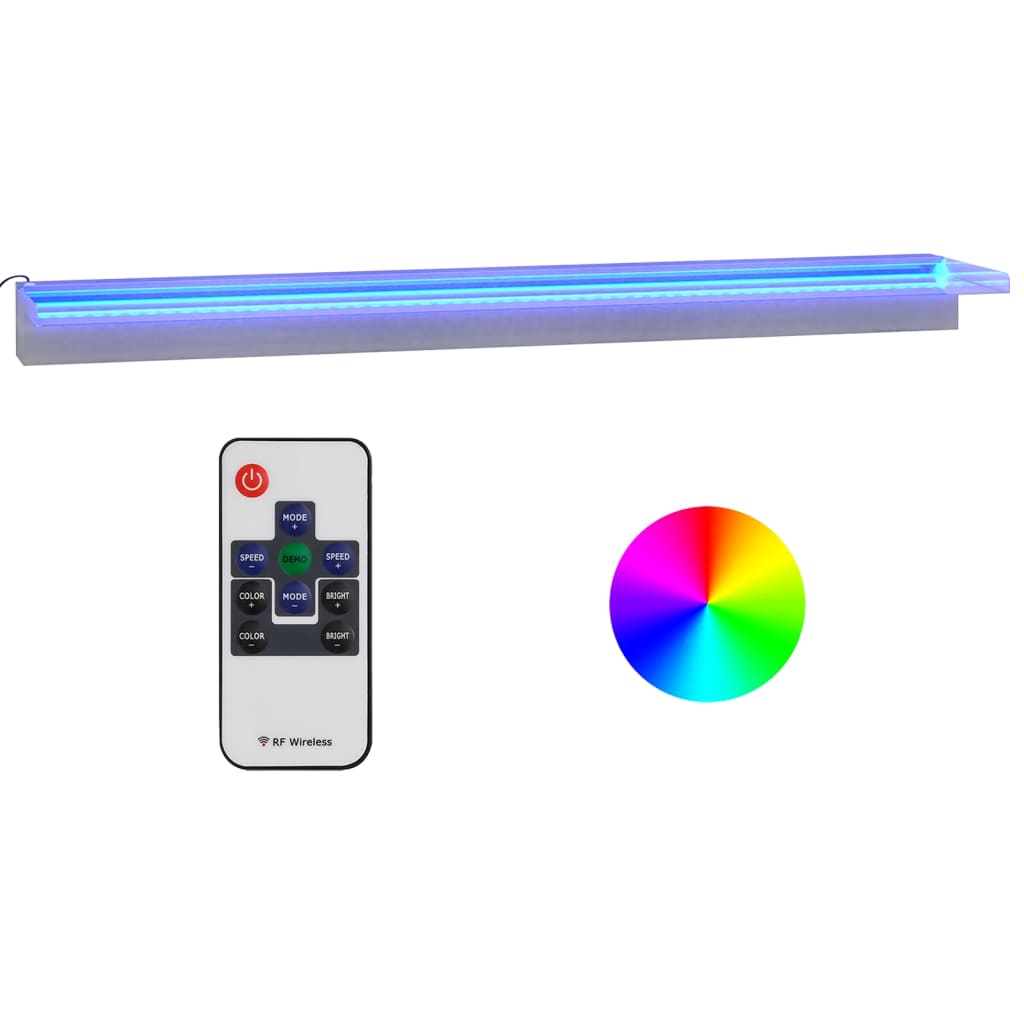 Přelivový vodopád s RGB LED osvětlením nerezová ocel 108 cm
