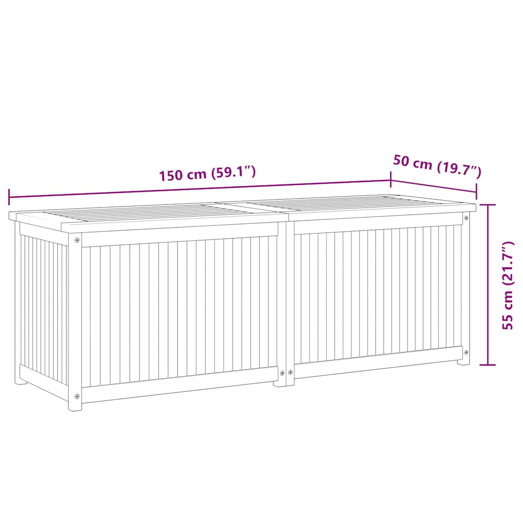 Zahradní box 150 x 50 x 55 cm masivní teakové dřevo