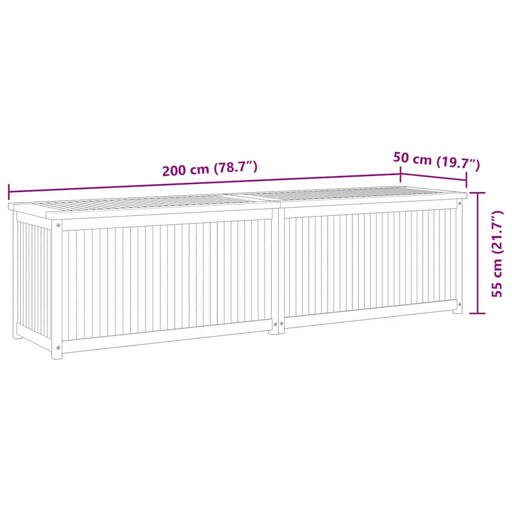 Zahradní box 200 x 50 x 55 cm masivní teakové dřevo