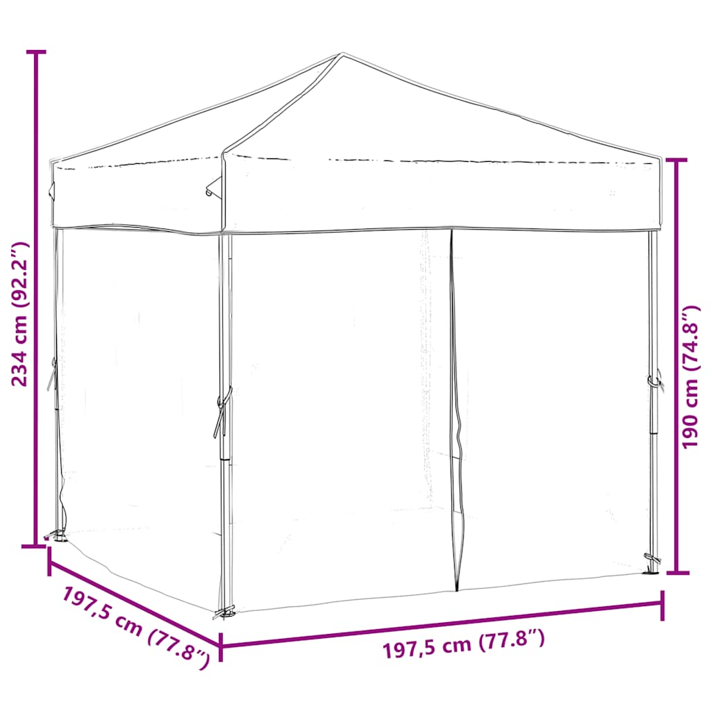 Skládací party stan s bočními stěnami krémový 2 x 2 m