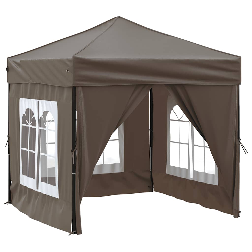 Skládací party stan s bočními stěnami taupe 2 x 2 m
