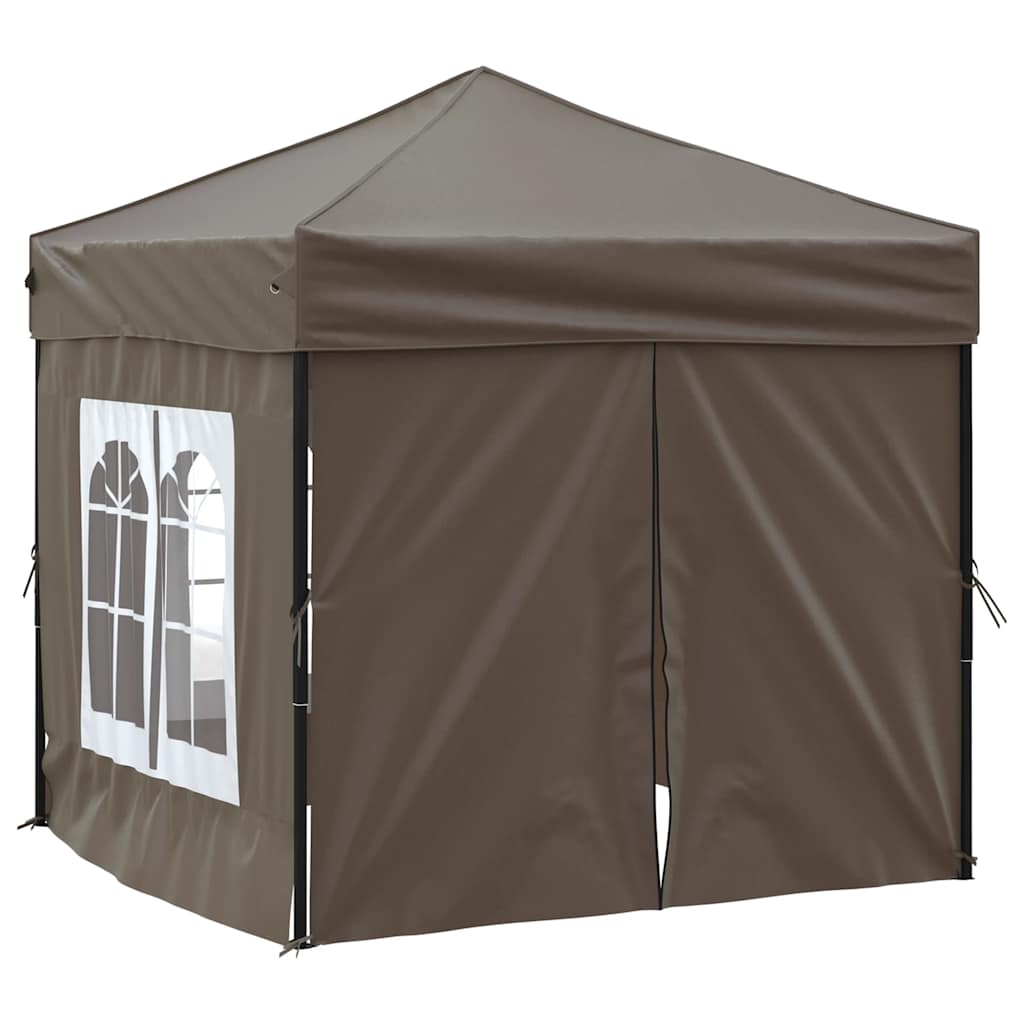 Skládací party stan s bočními stěnami taupe 2 x 2 m