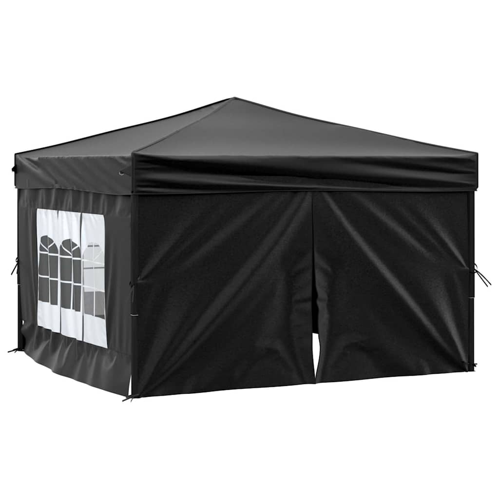 Skládací party stan s bočními stěnami černý 3 x 3 m