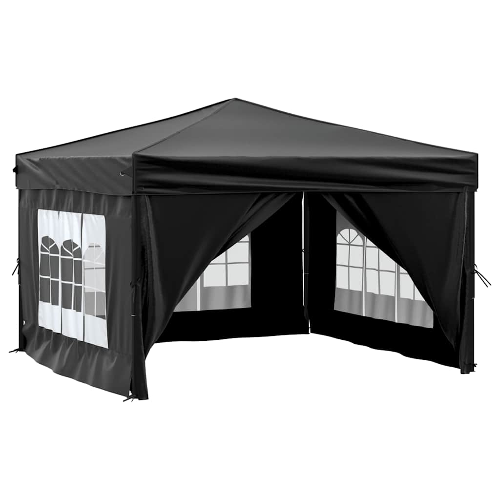 Skládací party stan s bočními stěnami černý 3 x 3 m