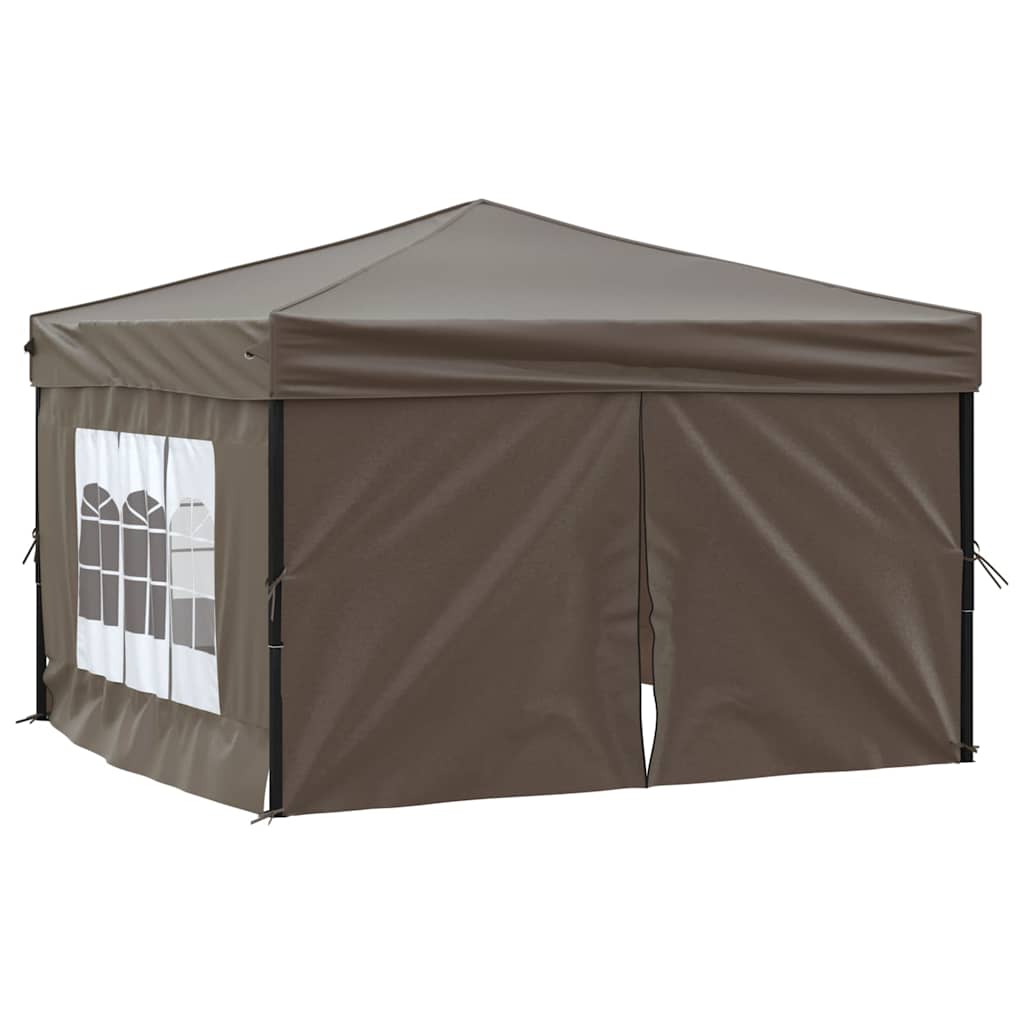 Skládací party stan s bočními stěnami taupe 3 x 3 m