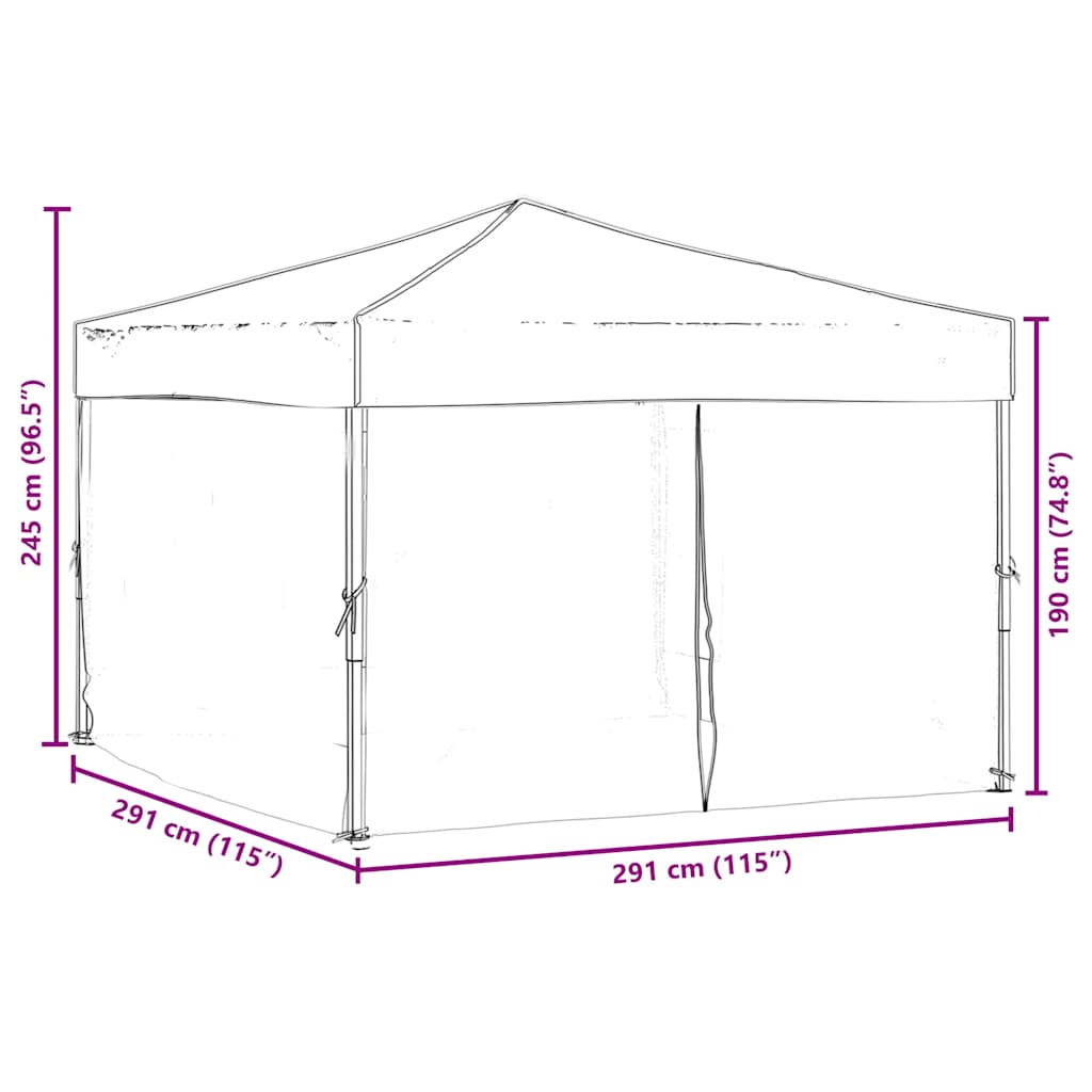 Skládací party stan s bočními stěnami taupe 3 x 3 m