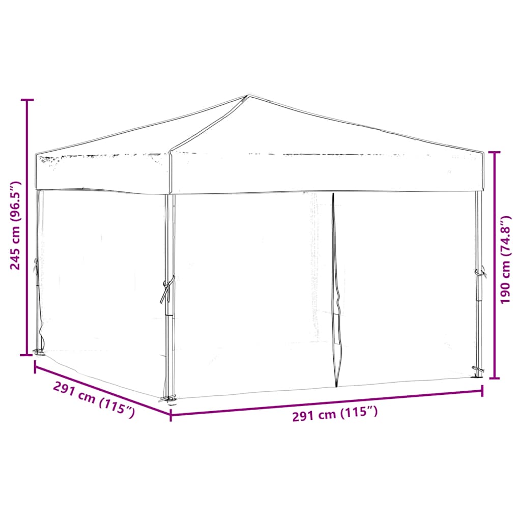 Skládací party stan s bočními stěnami červený 3 x 3 m