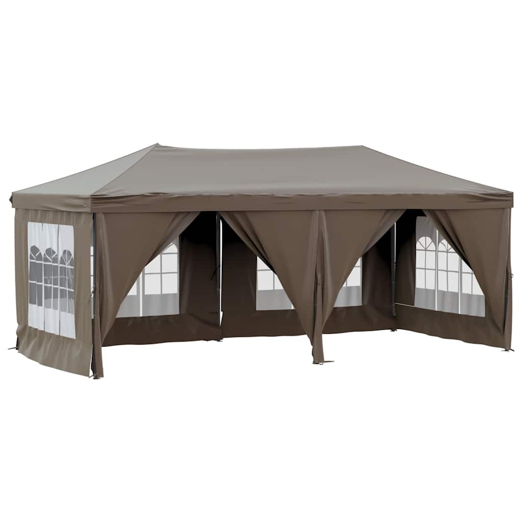 Skládací party stan s bočními stěnami taupe 3 x 6 m