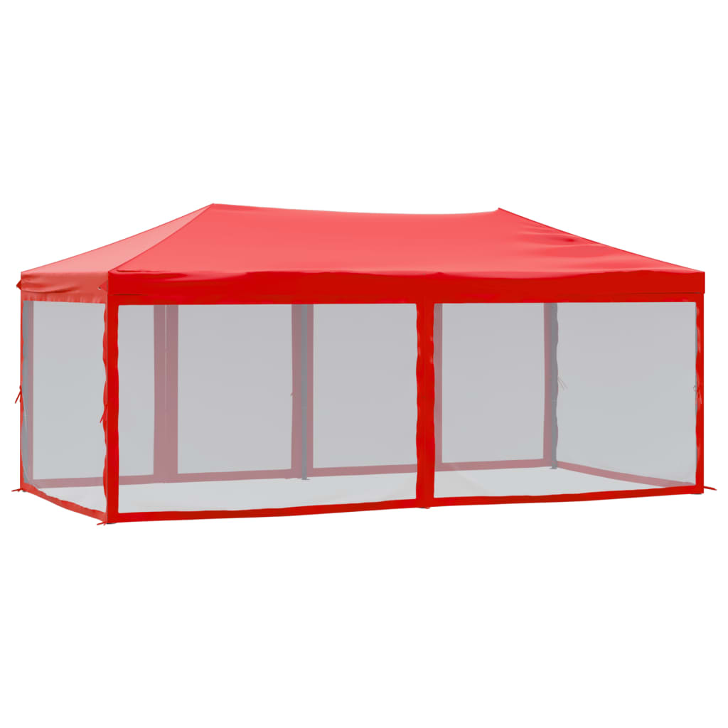Skládací party stan s bočními stěnami červený 3 x 6 m