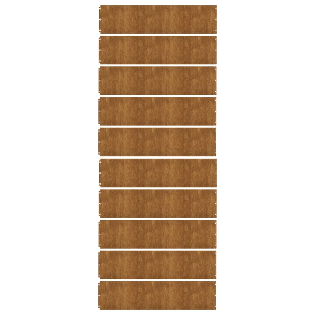 Travní lemy 10 ks 25 x 103 cm flexibilní cortenová ocel