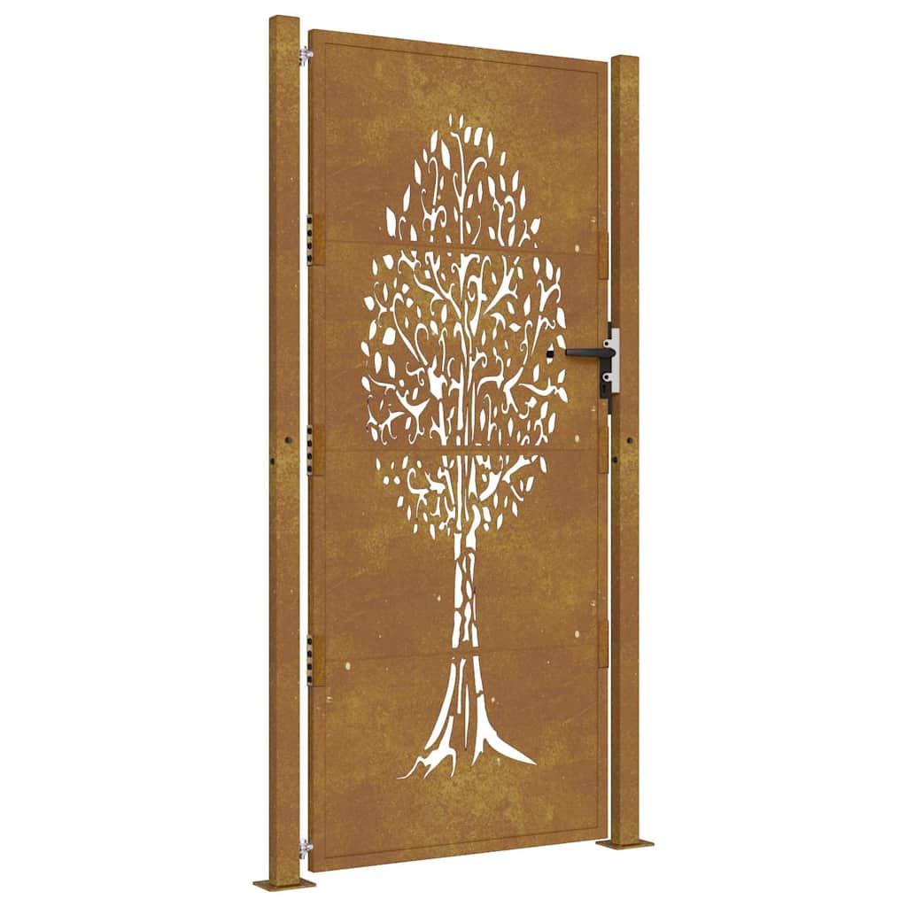 Zahradní branka 105 x 205 cm cortenová ocel design stromu