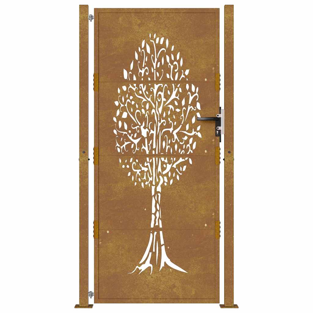 Zahradní branka 105 x 205 cm cortenová ocel design stromu