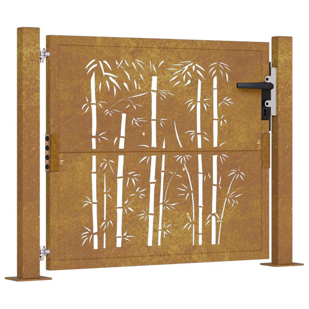 Zahradní branka 105 x 80 cm cortenová ocel Bambus